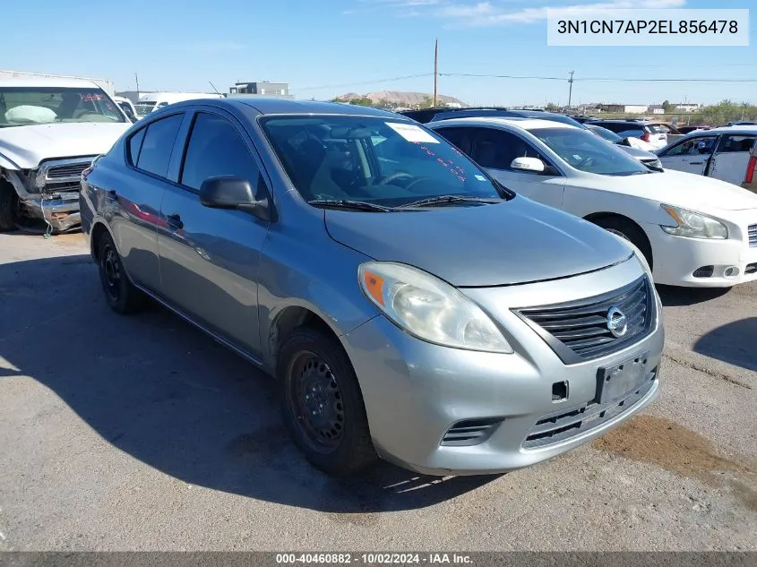 2014 Nissan Versa 1.6 S VIN: 3N1CN7AP2EL856478 Lot: 40460882