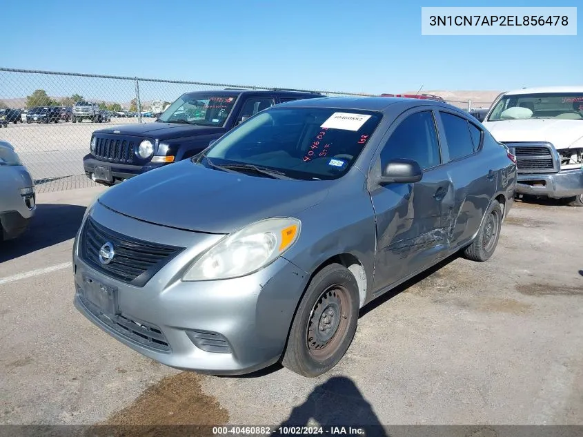 2014 Nissan Versa 1.6 S VIN: 3N1CN7AP2EL856478 Lot: 40460882