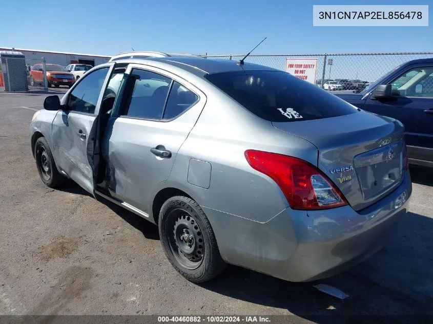 2014 Nissan Versa 1.6 S VIN: 3N1CN7AP2EL856478 Lot: 40460882