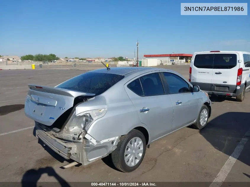 2014 Nissan Versa 1.6 Sv VIN: 3N1CN7AP8EL871986 Lot: 40471144