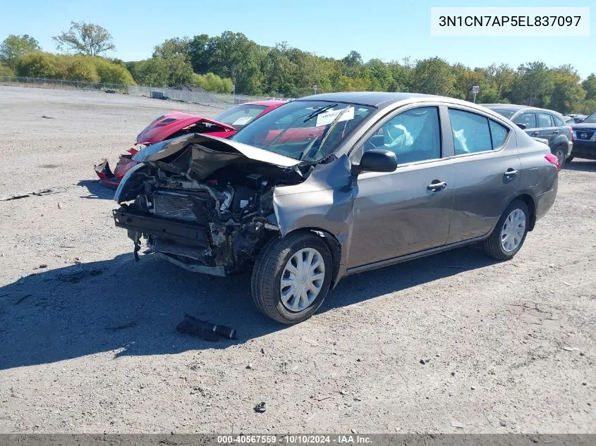 2014 Nissan Versa 1.6 S+ VIN: 3N1CN7AP5EL837097 Lot: 40567559