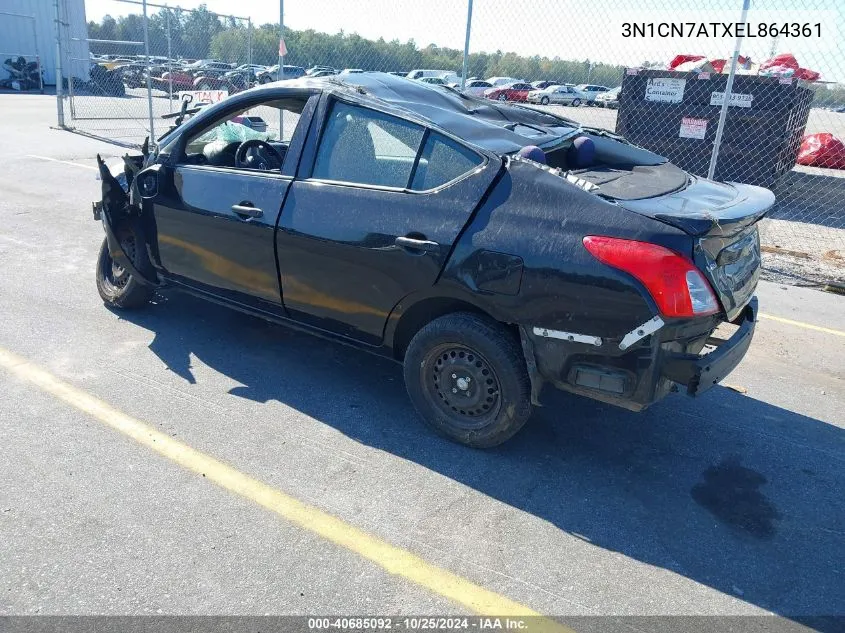 3N1CN7ATXEL864361 2014 Nissan Versa 1.6 S+