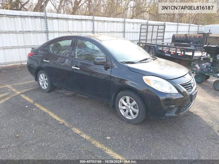 2014 Nissan Versa 1.6 Sv VIN: 3N1CN7AP0EL816187 Lot: 40703188