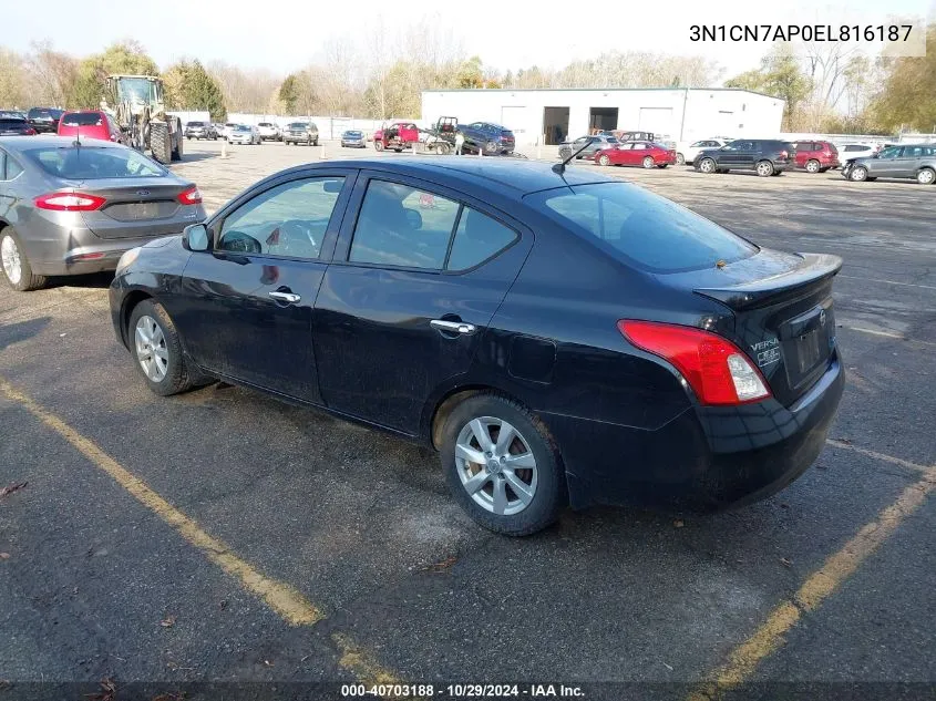 2014 Nissan Versa 1.6 Sv VIN: 3N1CN7AP0EL816187 Lot: 40703188