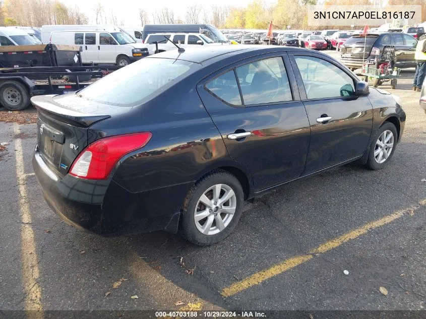 2014 Nissan Versa 1.6 Sv VIN: 3N1CN7AP0EL816187 Lot: 40703188