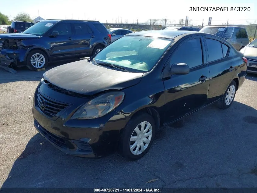 2014 Nissan Versa 1.6 S VIN: 3N1CN7AP6EL843720 Lot: 40728721