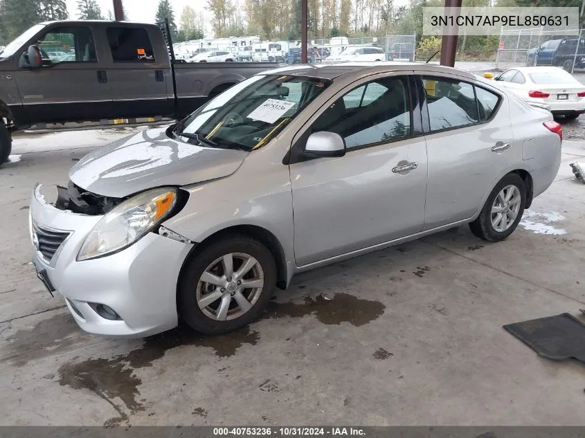 2014 Nissan Versa 1.6 Sv VIN: 3N1CN7AP9EL850631 Lot: 40753236