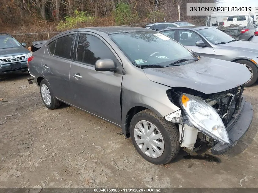 2014 Nissan Versa 1.6 Sv VIN: 3N1CN7AP3EL834019 Lot: 40759985