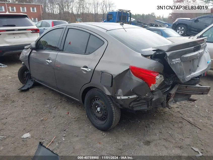 2014 Nissan Versa 1.6 Sv VIN: 3N1CN7AP3EL834019 Lot: 40759985