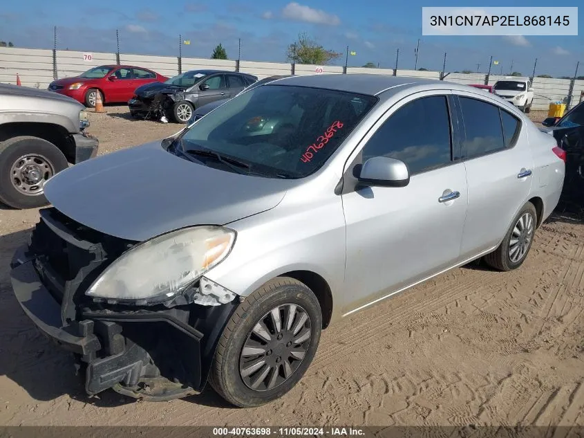 2014 Nissan Versa 1.6 Sv VIN: 3N1CN7AP2EL868145 Lot: 40763698