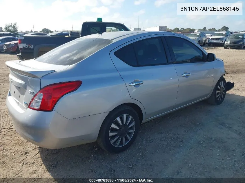 2014 Nissan Versa 1.6 Sv VIN: 3N1CN7AP2EL868145 Lot: 40763698