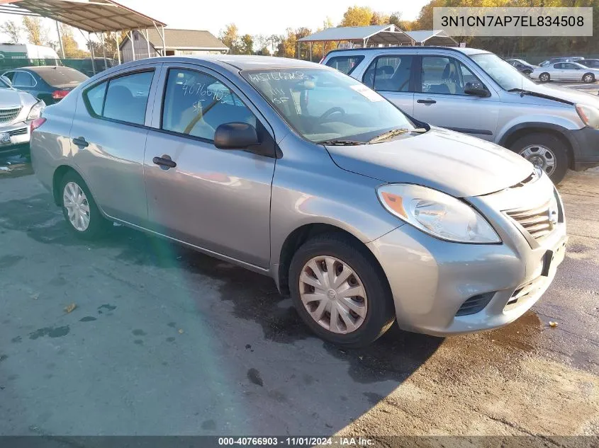 2014 Nissan Versa 1.6 S VIN: 3N1CN7AP7EL834508 Lot: 40766903