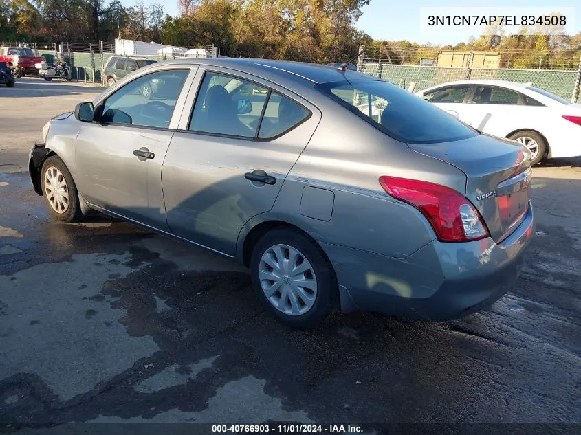 2014 Nissan Versa 1.6 S VIN: 3N1CN7AP7EL834508 Lot: 40766903