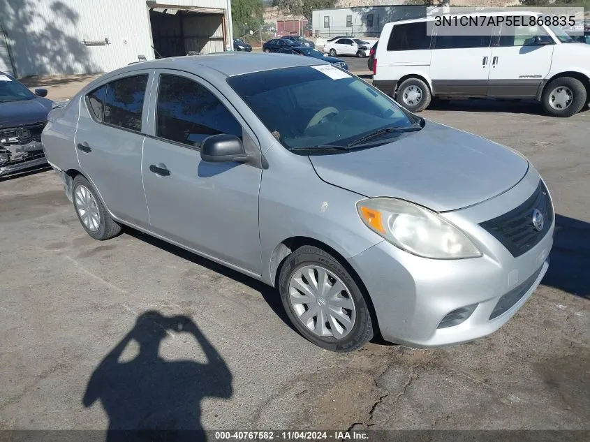 2014 Nissan Versa 1.6 S+ VIN: 3N1CN7AP5EL868835 Lot: 40767582