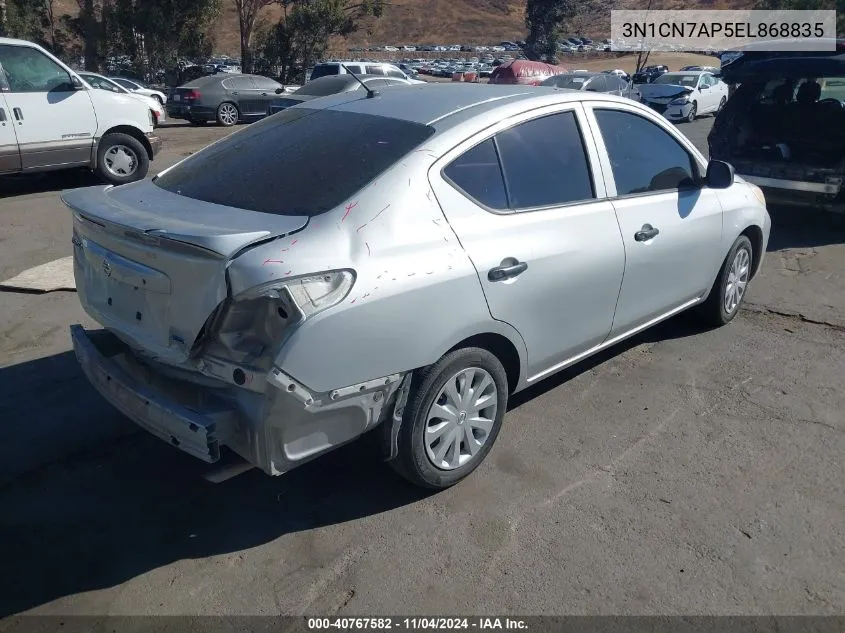 2014 Nissan Versa 1.6 S+ VIN: 3N1CN7AP5EL868835 Lot: 40767582