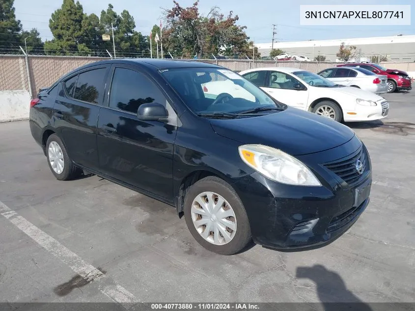 2014 Nissan Versa 1.6 S+ VIN: 3N1CN7APXEL807741 Lot: 40773880