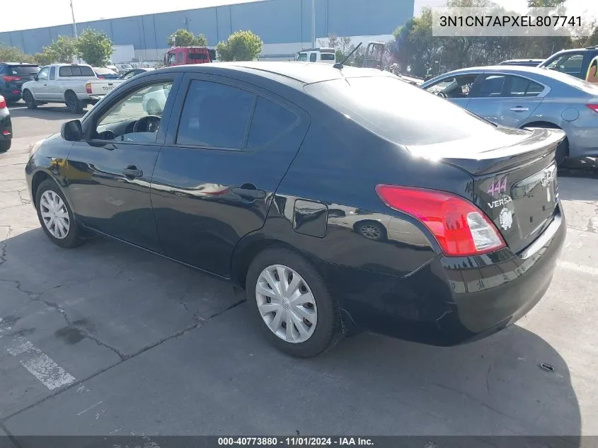 2014 Nissan Versa 1.6 S+ VIN: 3N1CN7APXEL807741 Lot: 40773880