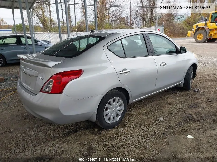 3N1CN7AP2EL819639 2014 Nissan Versa 1.6 Sv