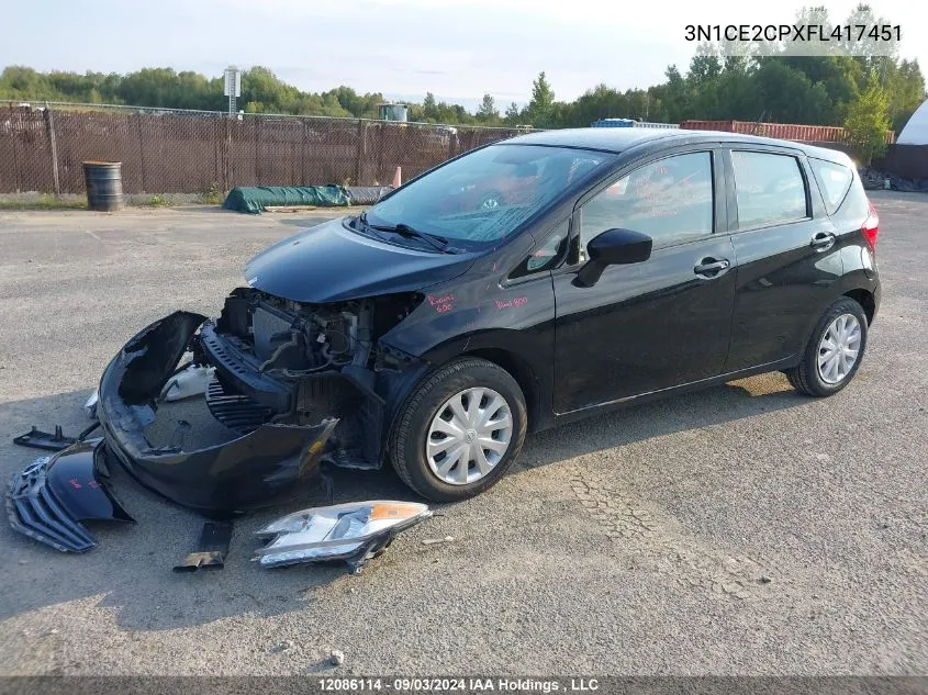 2015 Nissan Versa Note VIN: 3N1CE2CPXFL417451 Lot: 12086114