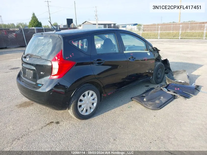 2015 Nissan Versa Note VIN: 3N1CE2CPXFL417451 Lot: 12086114