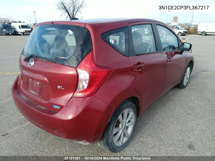 2015 Nissan Versa Note S VIN: 3N1CE2CP3FL367217 Lot: 20181081