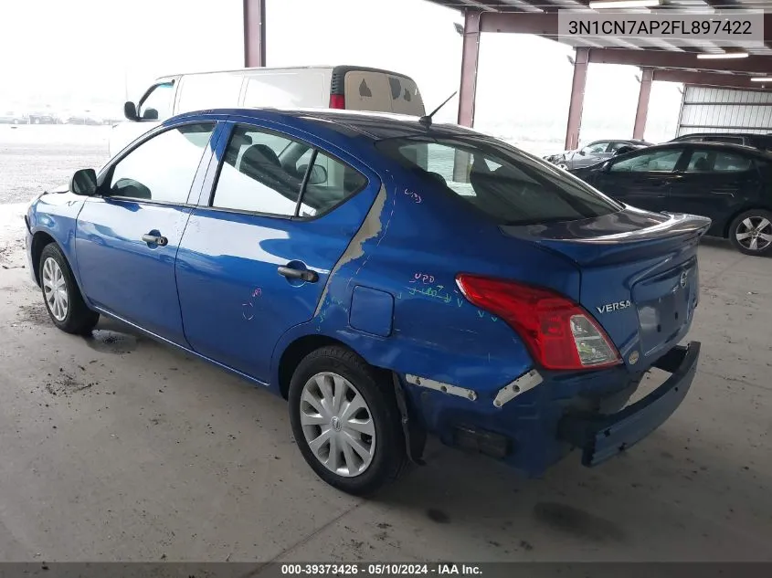 2015 Nissan Versa 1.6 S+ VIN: 3N1CN7AP2FL897422 Lot: 39373426