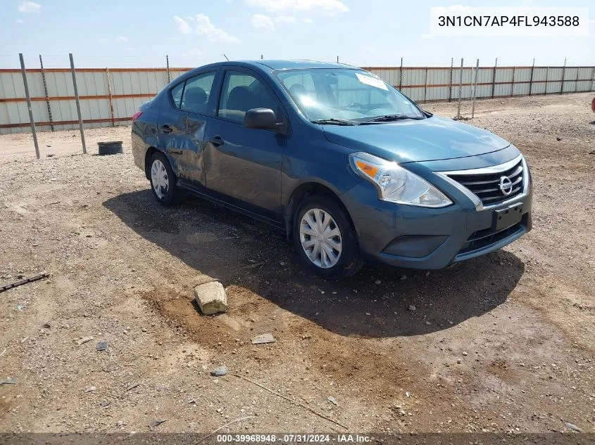 2015 Nissan Versa 1.6 S VIN: 3N1CN7AP4FL943588 Lot: 39968948