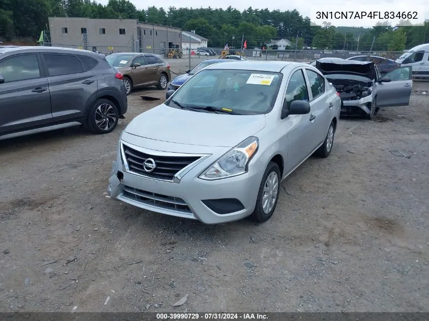 2015 Nissan Versa 1.6 S+ VIN: 3N1CN7AP4FL834662 Lot: 39990729