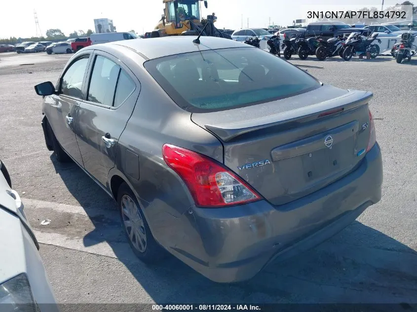 2015 Nissan Versa 1.6 Sv VIN: 3N1CN7AP7FL854792 Lot: 40060001