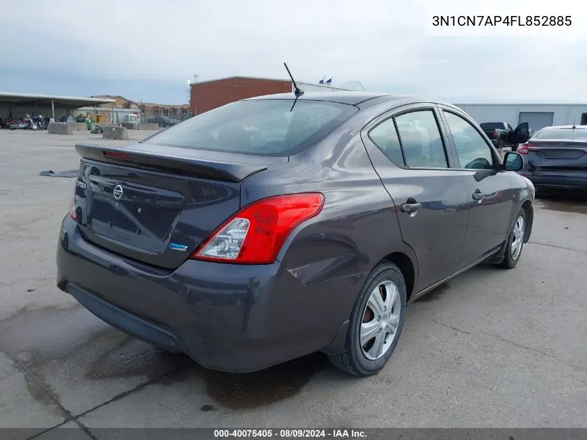 2015 Nissan Versa 1.6 S+ VIN: 3N1CN7AP4FL852885 Lot: 40075405