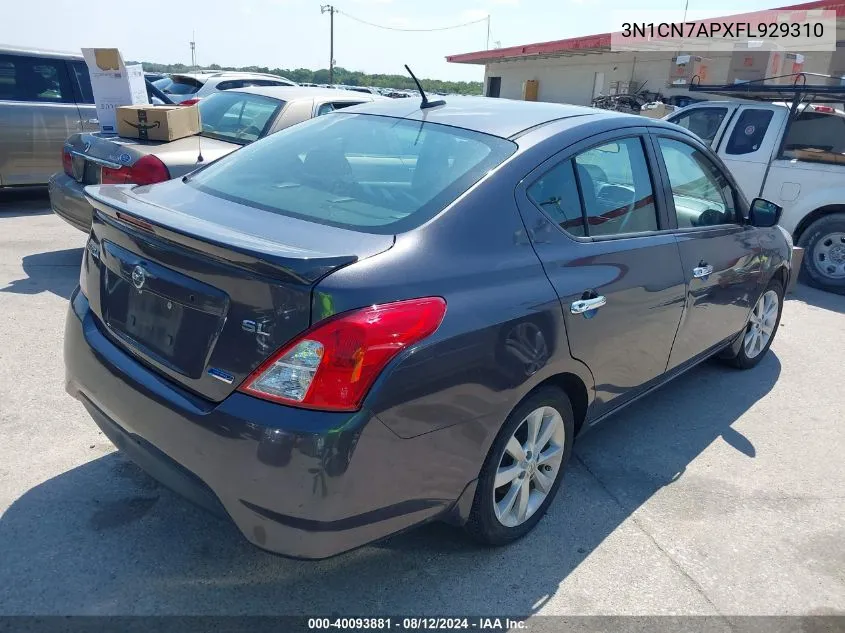 2015 Nissan Versa 1.6 Sl VIN: 3N1CN7APXFL929310 Lot: 40093881