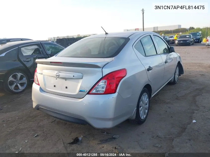 2015 Nissan Versa 1.6 S+ VIN: 3N1CN7AP4FL814475 Lot: 40121285