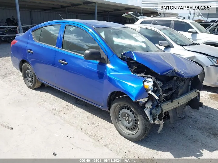 2015 Nissan Versa 1.6 S+ VIN: 3N1CN7AP8FL902851 Lot: 40142601