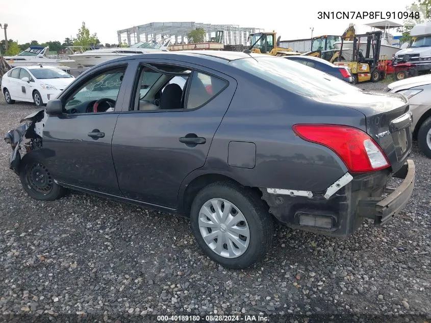 2015 Nissan Versa 1.6 S VIN: 3N1CN7AP8FL910948 Lot: 40189180