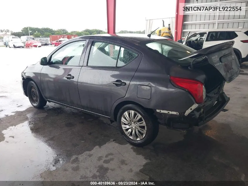 2015 Nissan Versa 1.6 S+ VIN: 3N1CN7AP3FL922554 Lot: 40189636