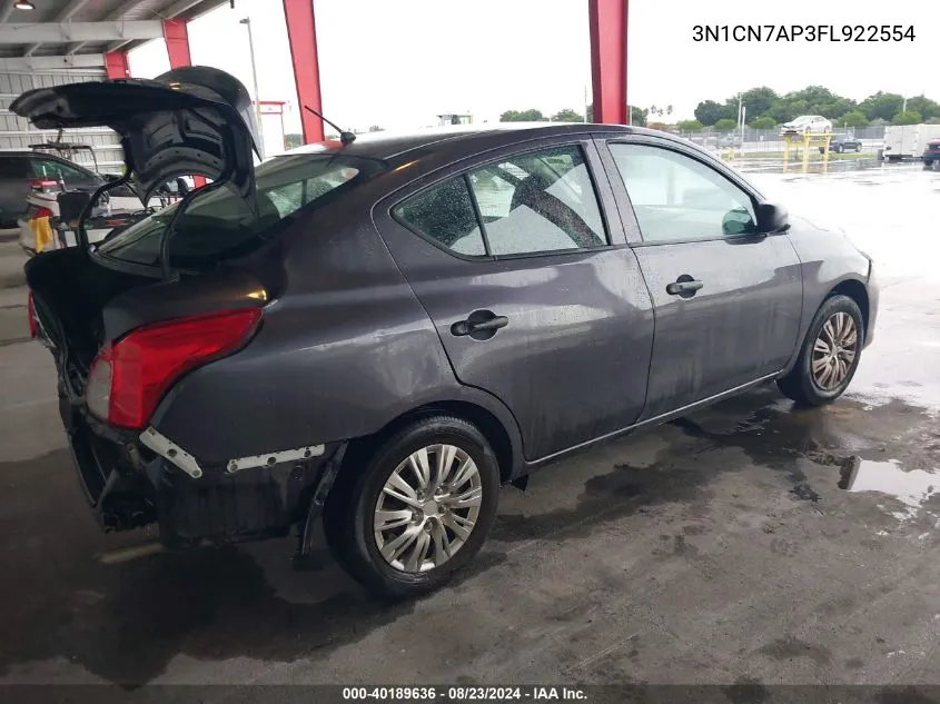 2015 Nissan Versa 1.6 S+ VIN: 3N1CN7AP3FL922554 Lot: 40189636