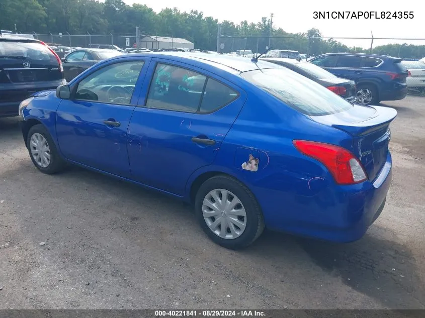 2015 Nissan Versa 1.6 S+ VIN: 3N1CN7AP0FL824355 Lot: 40221841