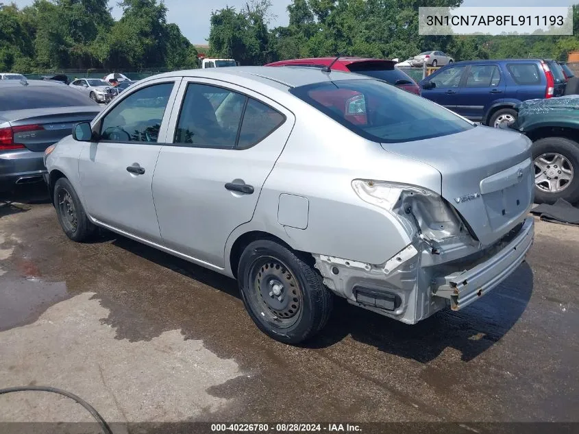 3N1CN7AP8FL911193 2015 Nissan Versa 1.6 S