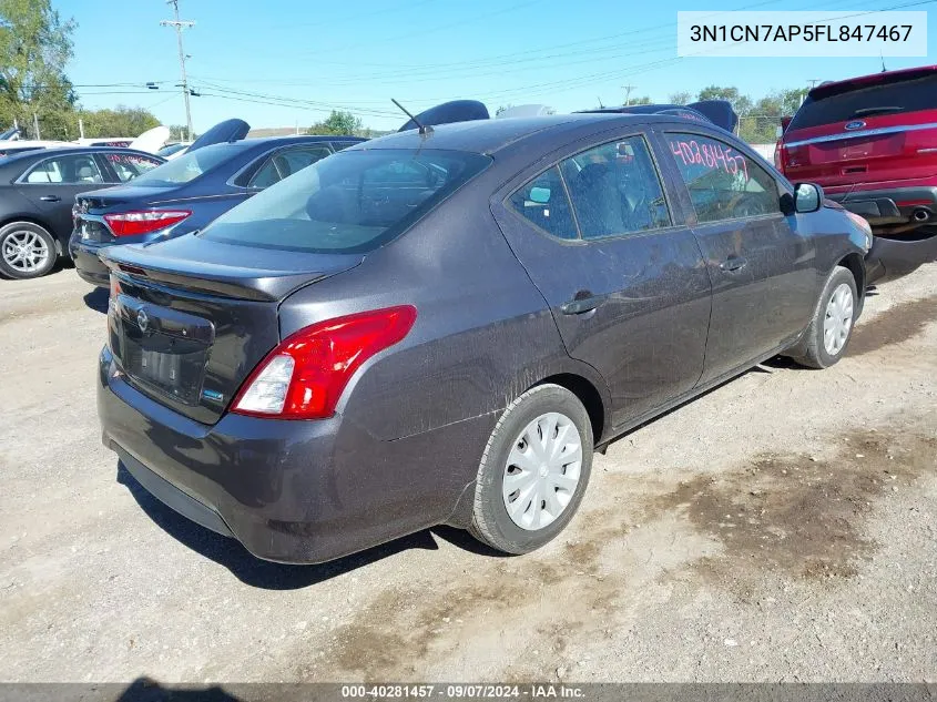 2015 Nissan Versa 1.6 S+ VIN: 3N1CN7AP5FL847467 Lot: 40281457