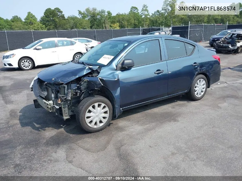 2015 Nissan Versa 1.6 S+ VIN: 3N1CN7AP1FL868574 Lot: 40312707