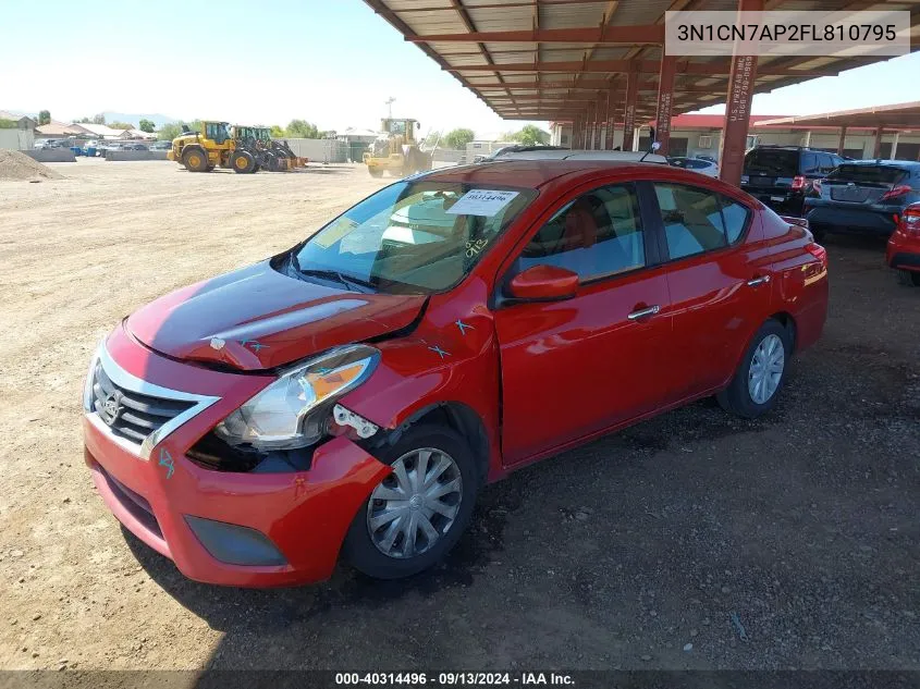 2015 Nissan Versa 1.6 S/1.6 S+/1.6 Sl/1.6 Sv VIN: 3N1CN7AP2FL810795 Lot: 40314496