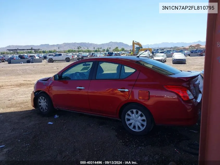 2015 Nissan Versa 1.6 S/1.6 S+/1.6 Sl/1.6 Sv VIN: 3N1CN7AP2FL810795 Lot: 40314496