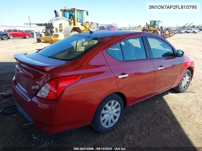 2015 Nissan Versa 1.6 S/1.6 S+/1.6 Sl/1.6 Sv VIN: 3N1CN7AP2FL810795 Lot: 40314496