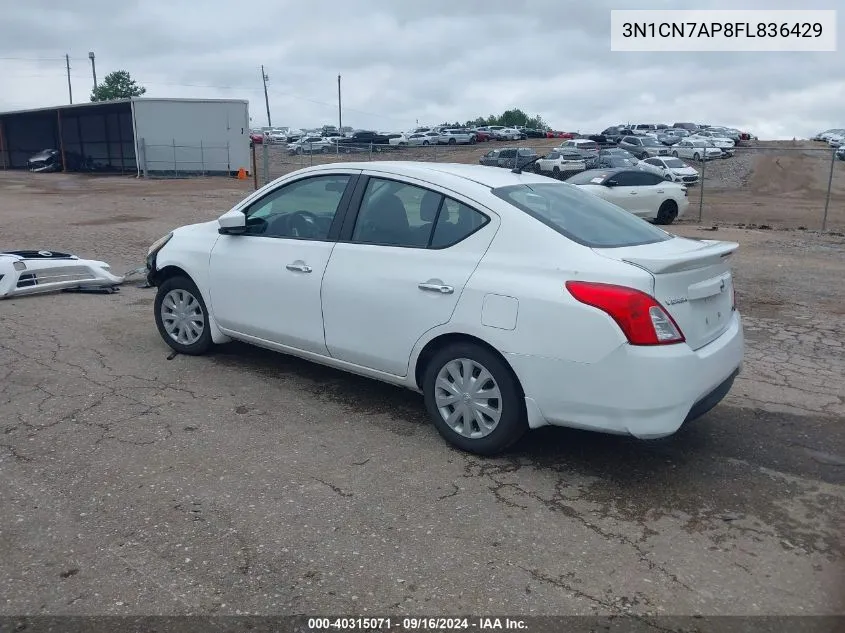 2015 Nissan Versa 1.6 Sv VIN: 3N1CN7AP8FL836429 Lot: 40315071