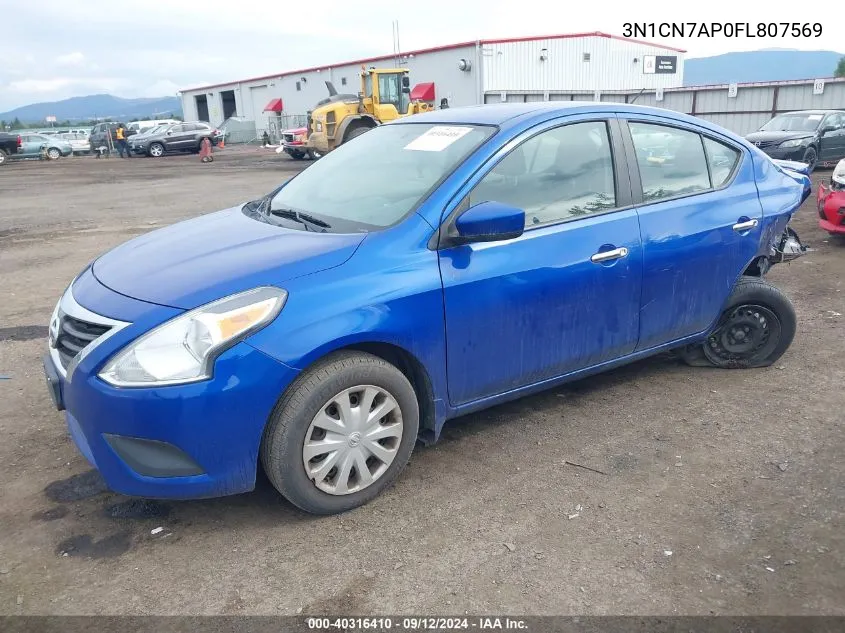 2015 Nissan Versa S/S Plus/Sv/Sl VIN: 3N1CN7AP0FL807569 Lot: 40316410