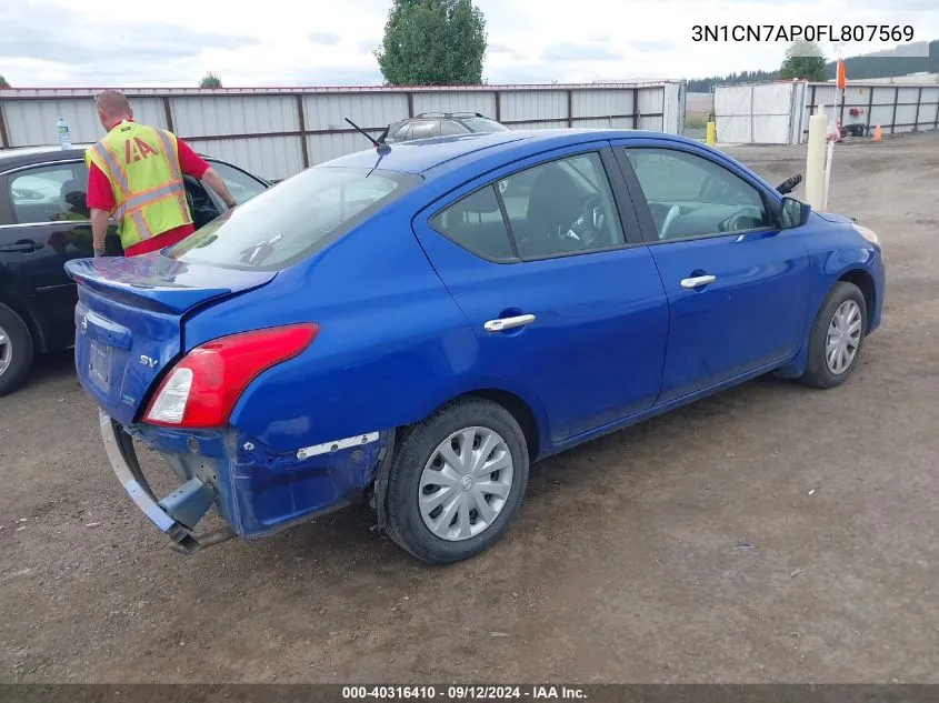 2015 Nissan Versa S/S Plus/Sv/Sl VIN: 3N1CN7AP0FL807569 Lot: 40316410