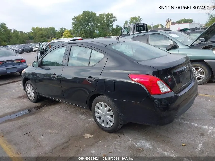 2015 Nissan Versa 1.6 S VIN: 3N1CN7AP6FL802490 Lot: 40383421