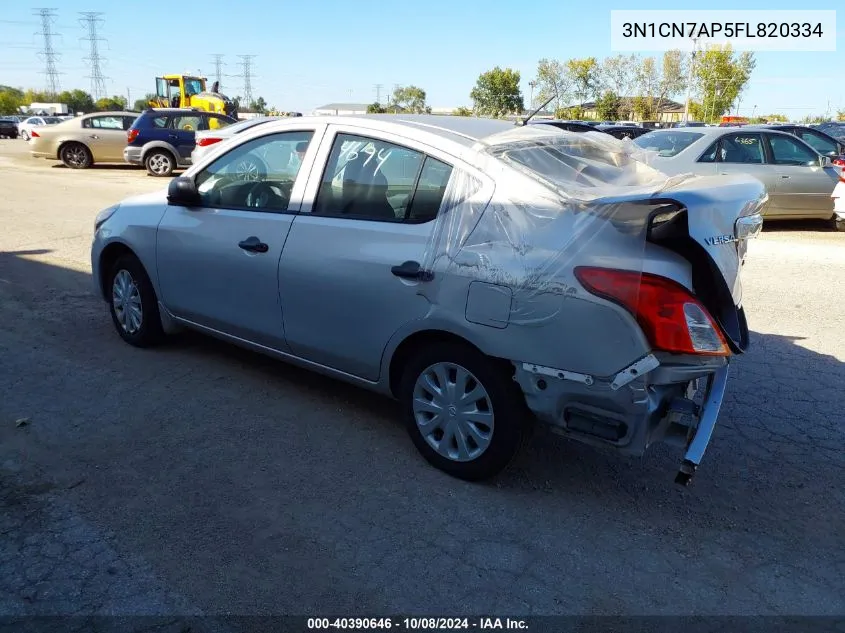 2015 Nissan Versa 1.6 S VIN: 3N1CN7AP5FL820334 Lot: 40390646