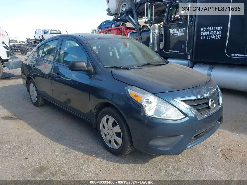 2015 Nissan Versa 1.6 S+ VIN: 3N1CN7AP1FL871636 Lot: 40393400