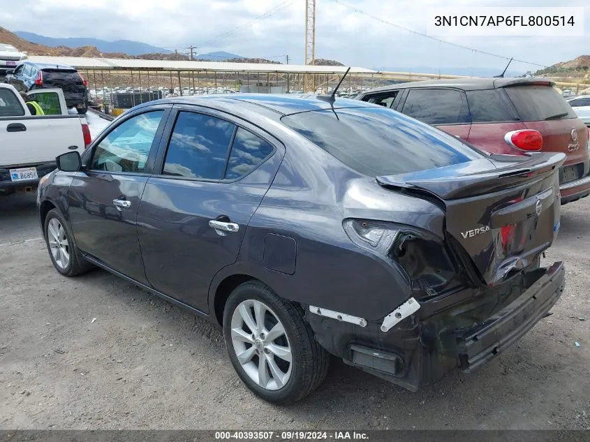 2015 Nissan Versa 1.6 Sl VIN: 3N1CN7AP6FL800514 Lot: 40393507